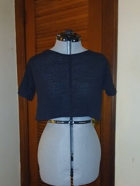 Tree of Life Black Cropped Knit Top